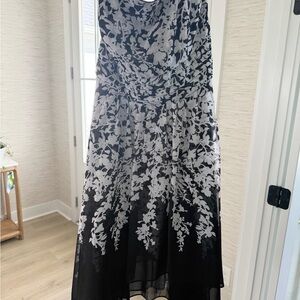 White House Black Market Monochrome Floral Maxi Dress